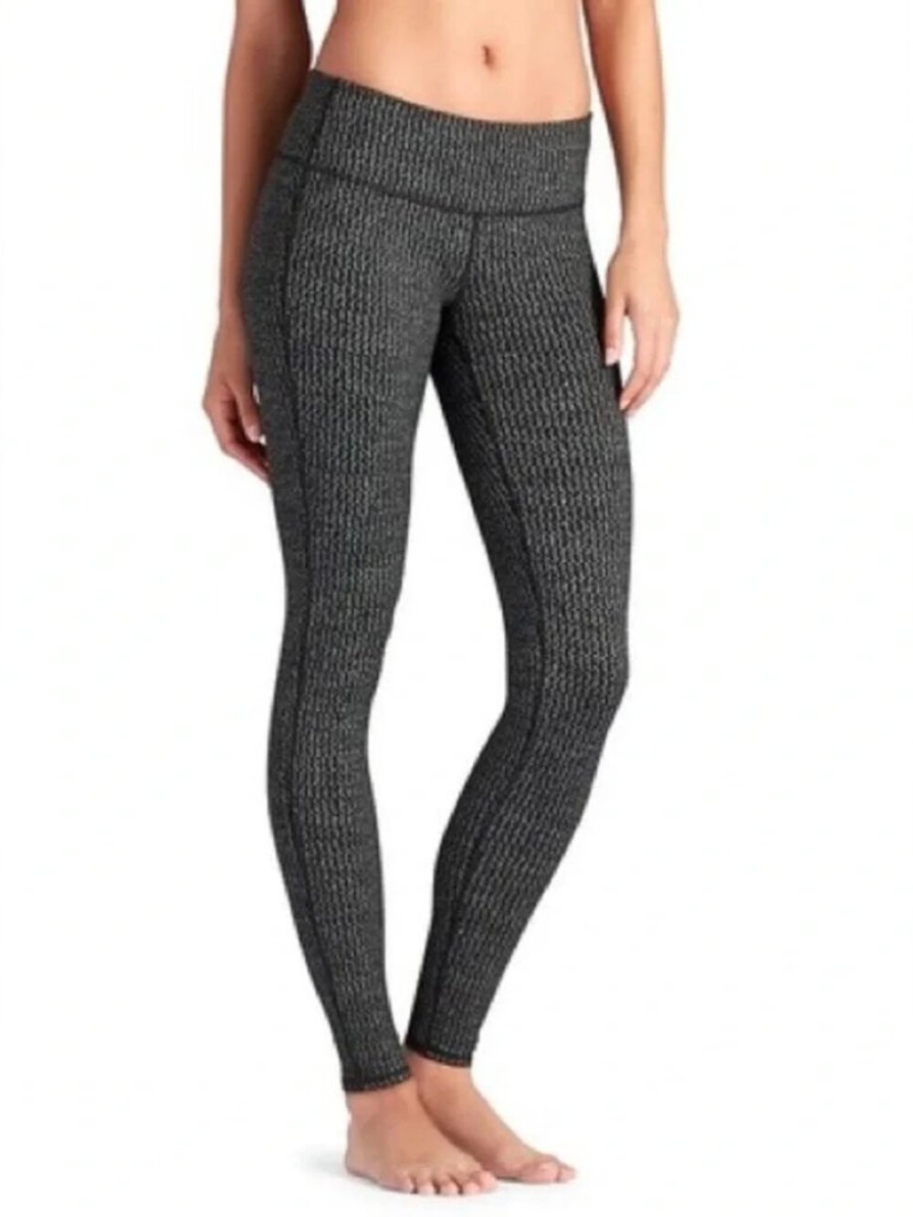 Athleta Women's Heartbeat Chaturanga Tight Black & White XS Performance Mid-Rise